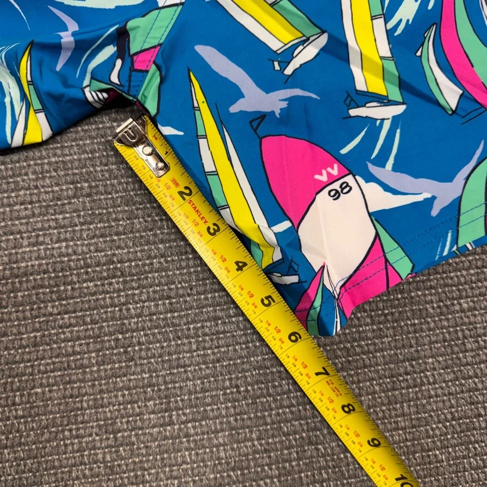 Vineyard Vines Mens 7 Inch Printed Chappy Sailboat Swim Trunks Blue Medium NEW